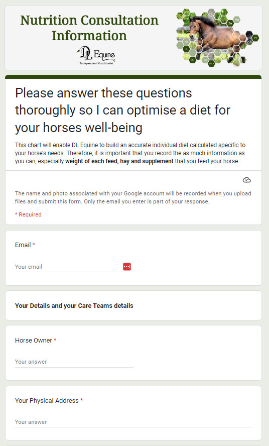 Google-Form-Image Nutrition Info google form